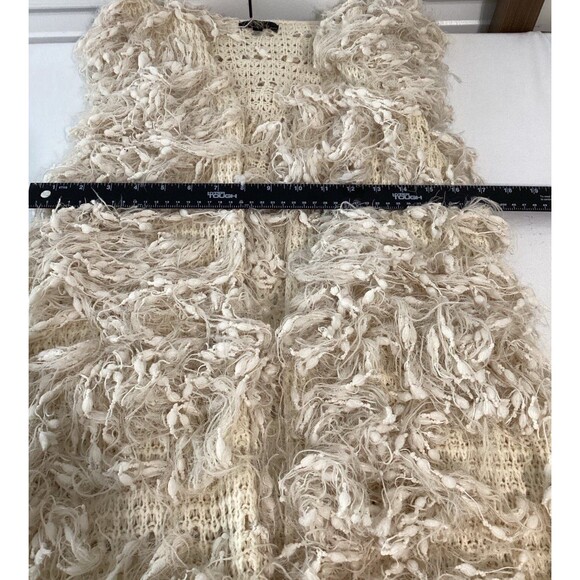 Aakaa Sweater Vest Women's Size S Color Cream Fringe Duster Sweater Vest - Picture 11 of 12